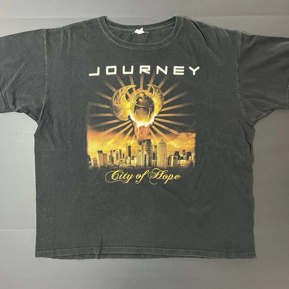 Journey City Of Hope Eclipse Tour 2011 Tshirt Men's XL Black Faded Grunge Anvil - Picture 1 of 6